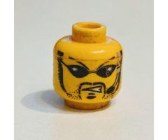 Minifigure, Head Glasses with Black Sunglasses, Goatee and Headset Pattern - Blocked Open Stud