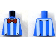 Torso White Vertical Stripes and Red Bow Tie and Back Print Pattern