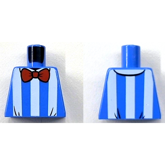 Torso White Vertical Stripes and Red Bow Tie and Back Print Pattern