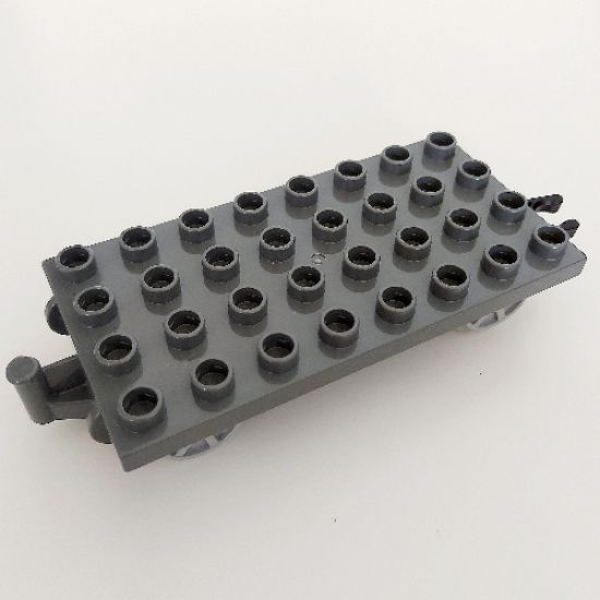Duplo, Train Base 4 x 8 with Light Bluish Gray Train Wheels and Movable Hook