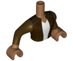 Mini Doll, Torso Friends Man Dark Brown Jacket with White Shirt Pattern, Medium Nougat Arms with Hands with Dark Brown Sleeves Pattern