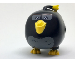 Body Angry Birds Bomb with Bright Light Orange Plume, Beak and Feet, Dark Bluish Gray Feathers on Stomach and around Eyes Pattern