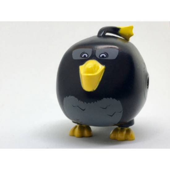Body Angry Birds Bomb with Bright Light Orange Plume, Beak and Feet, Dark Bluish Gray Feathers on Stomach and around Eyes Pattern