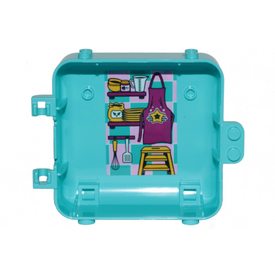 Container Box 3 x 8 x 6 2/3 Half Back with Apron, Dishes, Ladder, Spatula and Whisk Pattern (Sticker) - Set 41401