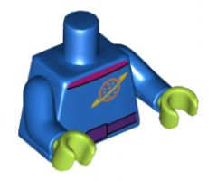 Torso Space Ringed Planet, Dark Pink Collar and Magenta Belt Pattern / Blue Arms / Lime Hands