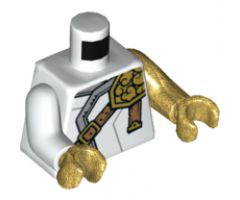 Torso Ninjago Robe with Light Bluish Gray Hem, Gold Left Pauldron and Nougat Crossbelt Pattern / Pearl Gold Arm Left / White Arm Right / Pearl Gold Hands