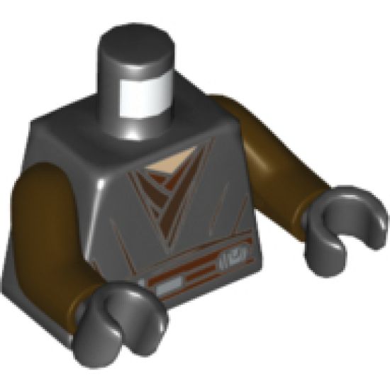 Torso SW Jedi Robe, Reddish Brown Belt Pattern (Anakin Clone Wars) / Dark Brown Arms / Black Hands