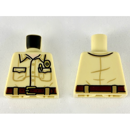 Torso Shirt with Pockets, Light Nougat Neck, Gold Badge and Dark Brown Belt Pattern