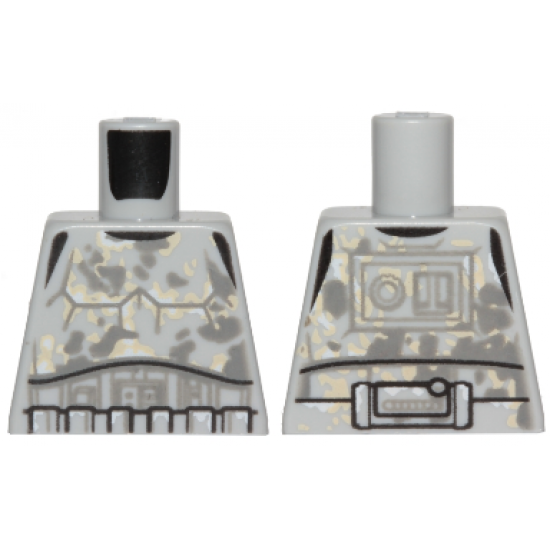 Torso SW Mimban Stormtrooper Armor with Dark Bluish Gray and Tan Dirt Stains Pattern