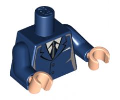 Torso Suit with 2 Buttons, Gray Sides, Black Centerline and Tie Pattern / Dark Blue Arms / Light Nougat Hands