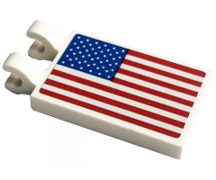 Tile, Modified 2 x 3 with 2 Clips with American Flag Pattern (Sticker) - Set 10266
