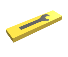 Tile 1 x 4 with Black Spanner Wrench Pattern