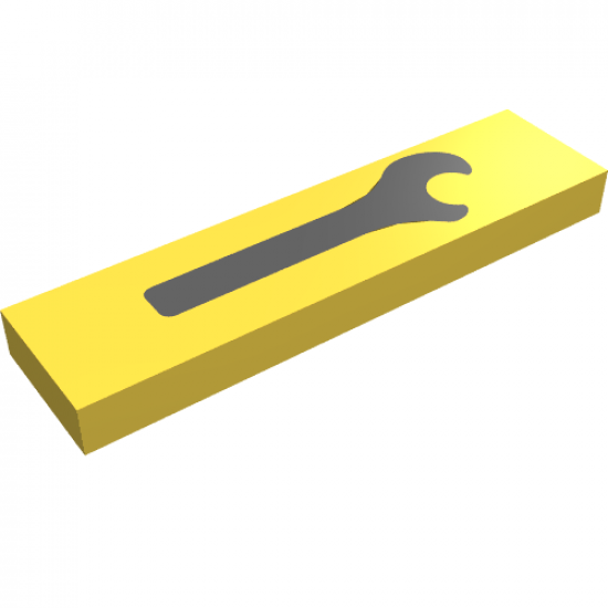 Tile 1 x 4 with Black Spanner Wrench Pattern