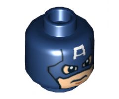Minifigure, Head Male Mask with Eye Holes and Letter A on Forehead, Determined Pattern (Captain America) - Hollow Stud