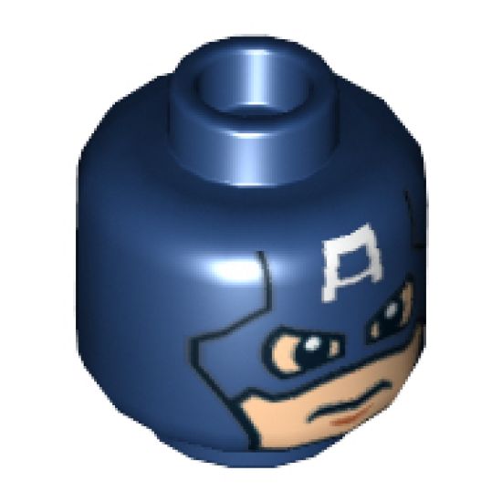 Minifigure, Head Male Mask with Eye Holes and Letter A on Forehead, Determined Pattern (Captain America) - Hollow Stud