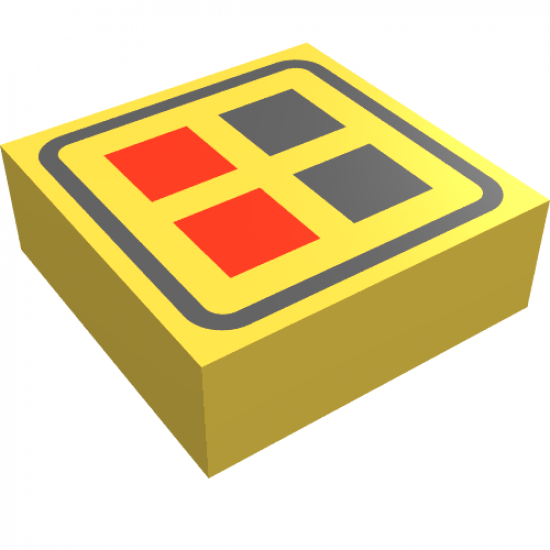 Tile 1 x 1 with Red and Black Buttons Pattern
