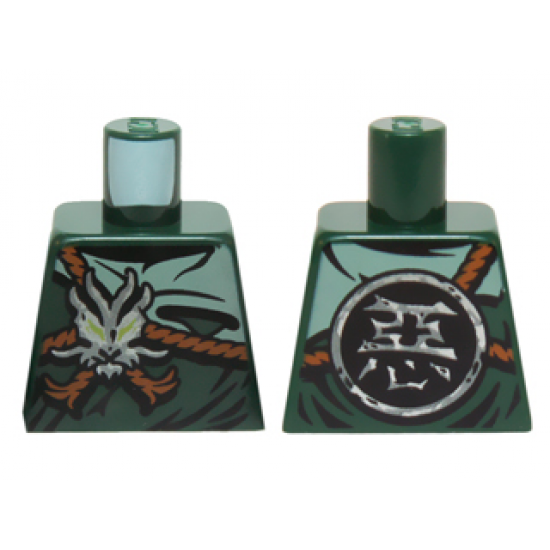 Torso Ninjago Dark Orange Straps, Silver Morro Symbol and Round Emblem with Chineses Logogram '?' (Evil) Pattern