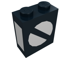 Brick 1 x 2 x 2 with Inside Axle Holder with Train Switch White Pattern