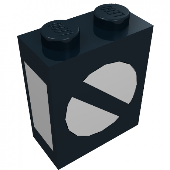 Brick 1 x 2 x 2 with Inside Axle Holder with Train Switch White Pattern
