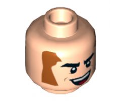 Minifigure, Head Black Eyebrows, Dark Orange Sideburns, Big Smile with Red Tongue Pattern - Hollow Stud