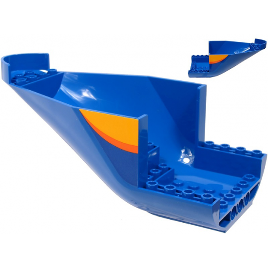 Aircraft Fuselage Aft Section Curved Bottom 8 x 16 with 2 Holes with Bright Light Orange and Orange Stripe Pattern on Both Sides (Stickers) - Set 60262