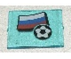 Glass for Window 1 x 4 x 3 with Flag of Russia and Soccer Ball Pattern (Sticker) - Set 3404