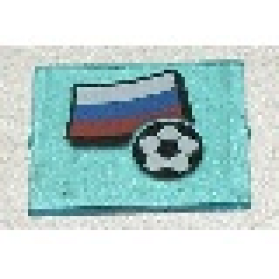 Glass for Window 1 x 4 x 3 with Flag of Russia and Soccer Ball Pattern (Sticker) - Set 3404