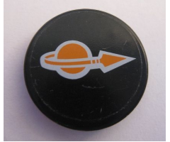 Tile, Round 2 x 2 with Orange Classic Space Logo Pattern (Sticker) - Set 7693