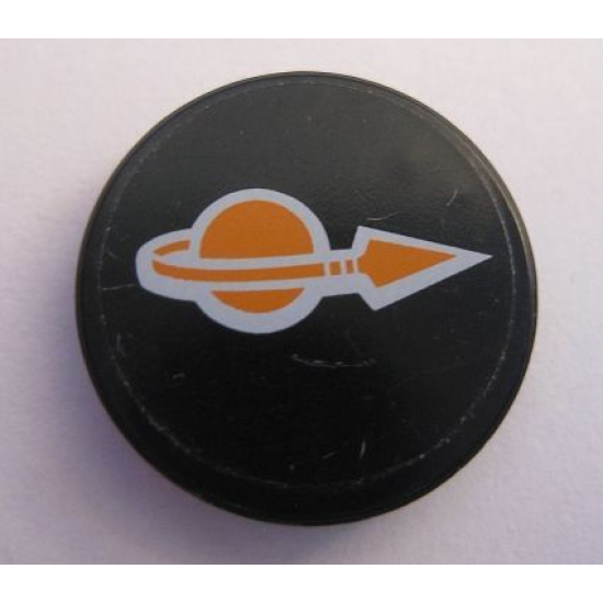 Tile, Round 2 x 2 with Orange Classic Space Logo Pattern (Sticker) - Set 7693