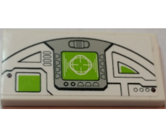 Tile 2 x 4 with Pilot Console with Lime and White HUD Display Pattern Model Right Side (Sticker) - Set 75021