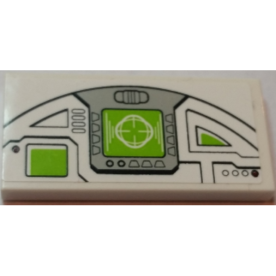 Tile 2 x 4 with Pilot Console with Lime and White HUD Display Pattern Model Right Side (Sticker) - Set 75021