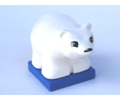 Duplo, Animal Bear Baby Cub on Blue Base with Squared Eyes and Oval Nose