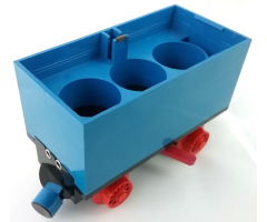 Train Battery Box Car with Two Contact Holes, Red Switch Lever, Blue and Red Magnets, and Red Wheels