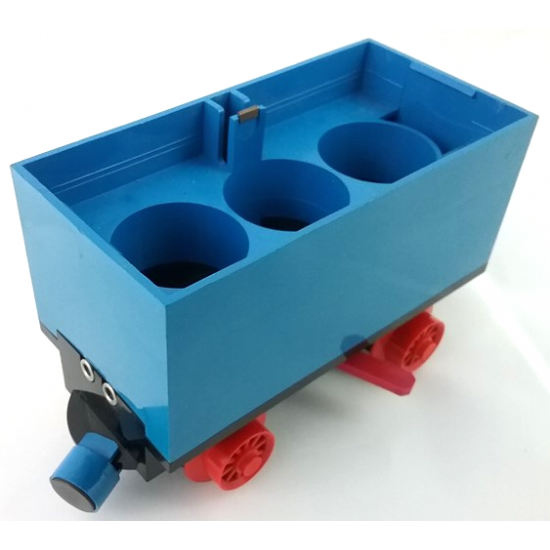 Train Battery Box Car with Two Contact Holes, Red Switch Lever, Blue and Red Magnets, and Red Wheels
