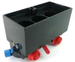 Train Battery Box Car with Two Contact Holes, Red Switch Lever, Blue and Red Magnets, and Red Wheels