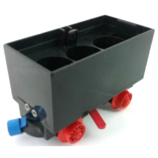 Train Battery Box Car with Two Contact Holes, Red Switch Lever, Blue and Red Magnets, and Red Wheels