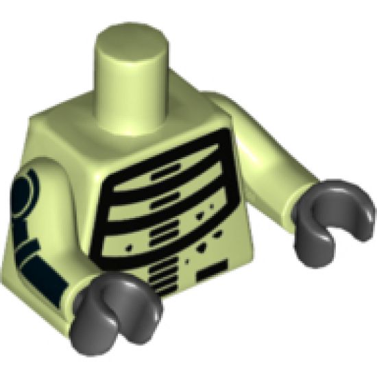 Torso Black Minifigure Skeleton Pattern / Yellowish Green Arms with Black Minifigure Skeleton Pattern / Black Hands