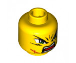 Minifigure, Head Dual Sided Exo-Force Green Eyes with Frown and Scar / Open Mouth Pattern (Takeshi) - Blocked Open Stud