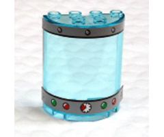 Cylinder Half 2 x 4 x 4 with Gauge, Rivets and 4 Lights Pattern (Stickers) - Set 4981
