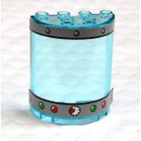 Cylinder Half 2 x 4 x 4 with Gauge, Rivets and 4 Lights Pattern (Stickers) - Set 4981