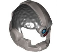 Minifigure, Headgear Helmet Cyborg Side Open with Black Top Side, Red Eye and Dark Azure Dot Pattern