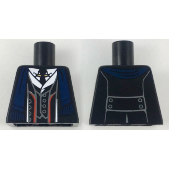 Torso Suit Jacket, Vest and Tie, Red Trim, Dark Blue Scarf Pattern