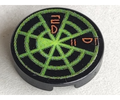 Tile, Round 2 x 2 with Neon Green Radar Type 2 Pattern (Sticker) - Sets 7690 / 7691 / 7693 / 7697