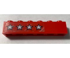 Brick 1 x 6 with 4 White Stars Pattern Model Right Side (Sticker) - Set 5533