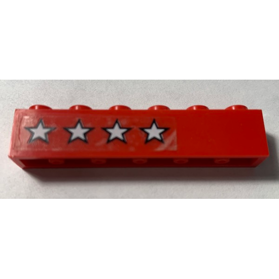 Brick 1 x 6 with 4 White Stars Pattern Model Right Side (Sticker) - Set 5533