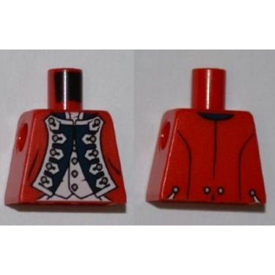 Torso PotC Officer's Uniform with White Vest and Gold Buttons Pattern (King George)