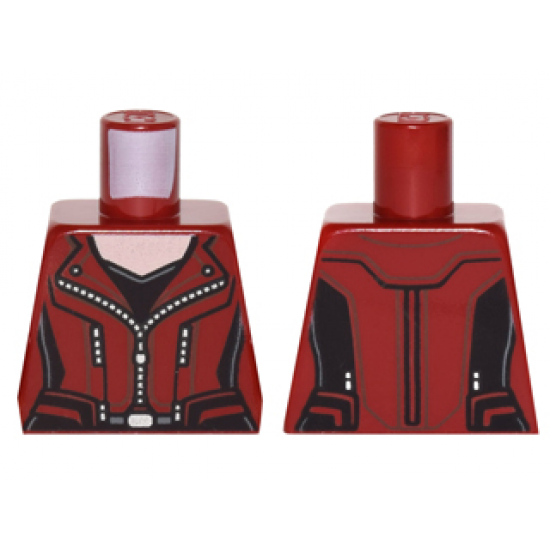 Torso Female Outline Leather Jacket with Black Panels with Silver Zippers over Black Tank Top Pattern