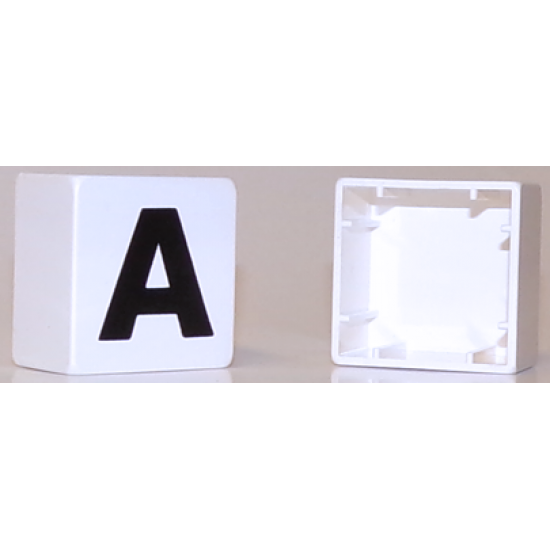 Duplo, Tile 2 x 2 x 1 with Black Capital Letter A Pattern