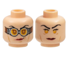 Minifigure, Head Dual Sided Female, Red Lips, Goggles / no Goggles Pattern (HP Madame Hooch) - Blocked Open Stud