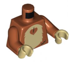 Torso Tan Stomach and Chest Fur and Dark Orange Heart Pattern / Dark Orange Arms / Tan Hands